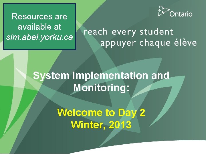 Resources are available at sim. abel. yorku. ca System Implementation and Monitoring: Welcome to