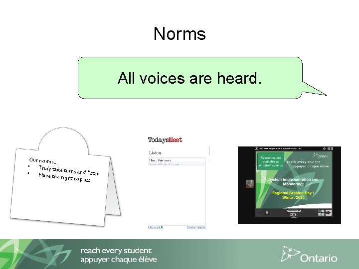 Norms Allvoicesare areheard. Our norms… • Truly tak e turns and li sten •