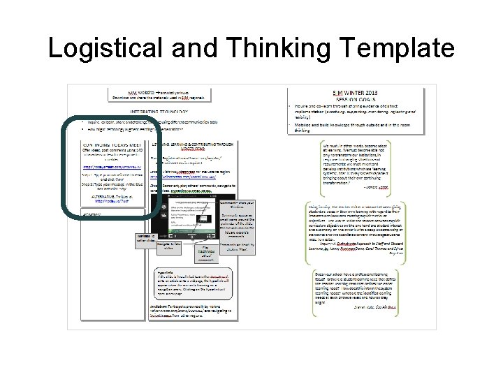 Logistical and Thinking Template 