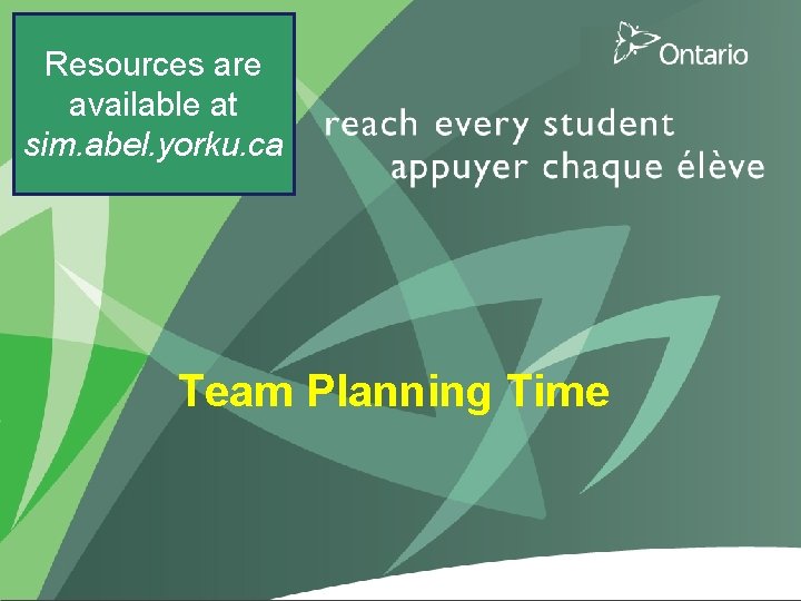 Resources are available at sim. abel. yorku. ca Team Planning Time 63 