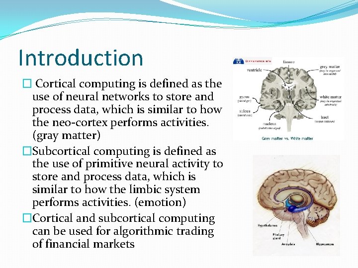 Introduction � Cortical computing is defined as the use of neural networks to store
