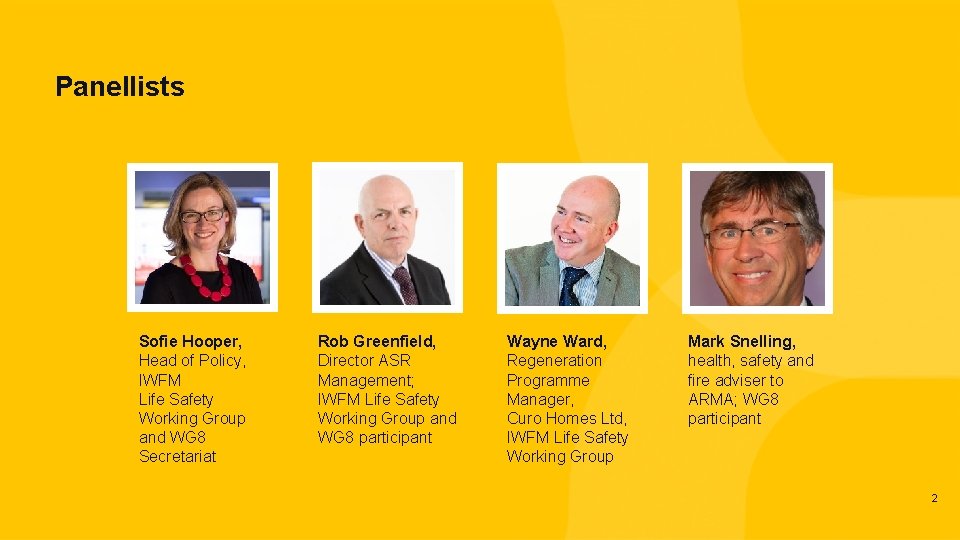 Panellists Sofie Hooper, Head of Policy, IWFM Life Safety Working Group and WG 8