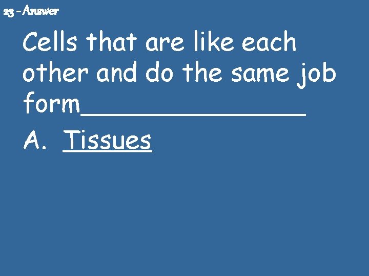 23 - Answer Cells that are like each other and do the same job