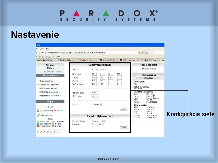 Nastavenie Konfigurácia siete 