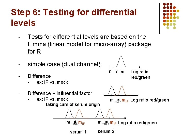 Step 6: Testing for differential levels - Tests for differential levels are based on