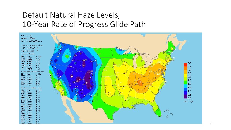 Default Natural Haze Levels, 10 -Year Rate of Progress Glide Path 18 