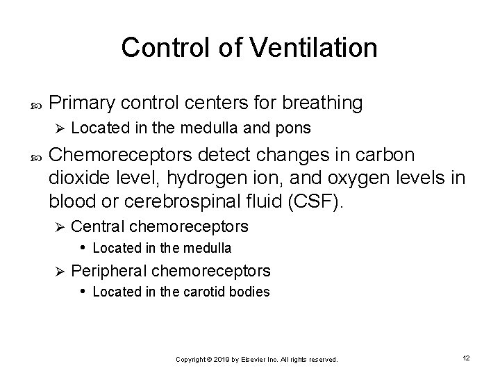 Control of Ventilation Primary control centers for breathing Ø Located in the medulla and