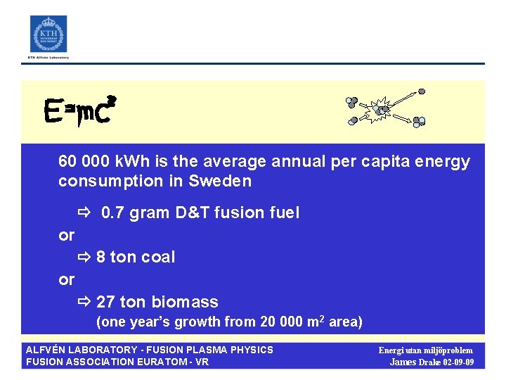 60 000 k. Wh is the average annual per capita energy consumption in Sweden