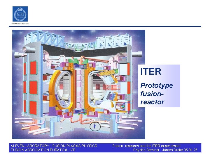 ITER Prototype fusionreactor ALFVÉN LABORATORY - FUSION PLASMA PHYSICS FUSION ASSOCIATION EURATOM - VR