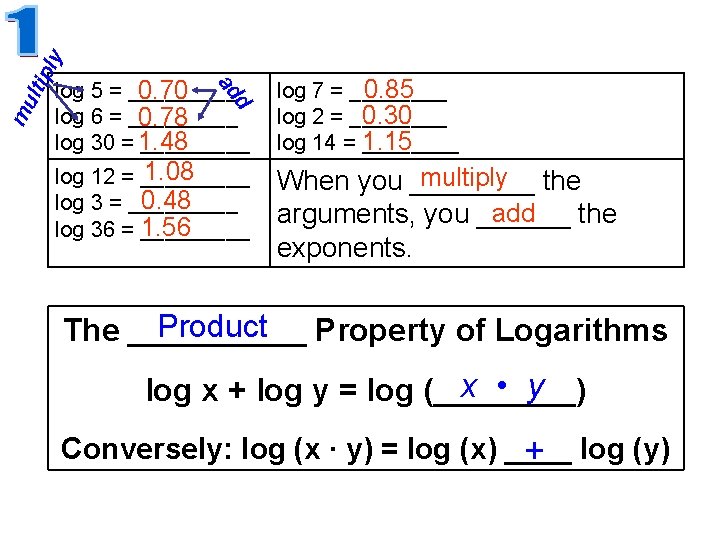 ly ltip mu 0. 85 log 7 = ____ 0. 30 log 2 =