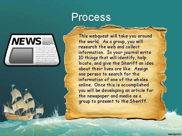 Process This webquest will take you around the world. As a group, you will
