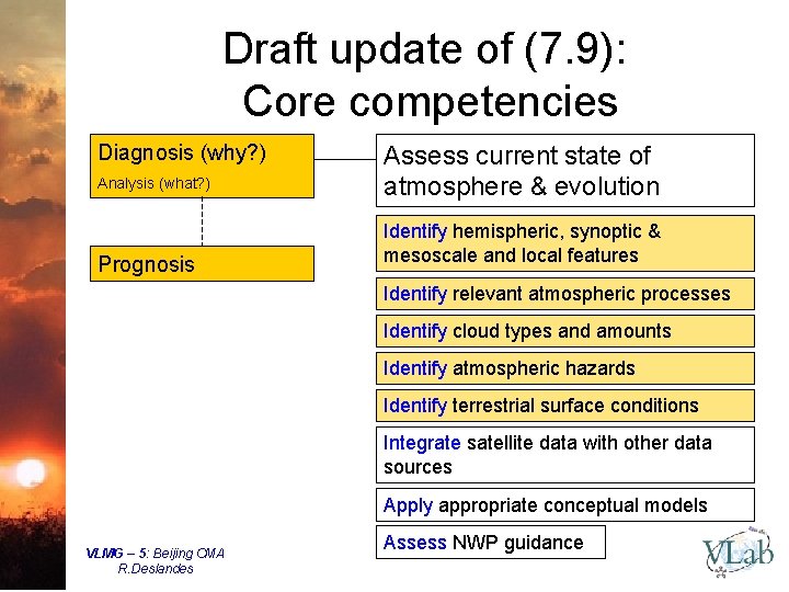 Draft update of (7. 9): Core competencies Diagnosis (why? ) Analysis (what? ) Prognosis