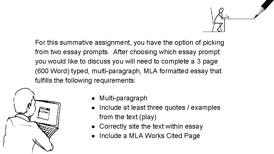 For this summative assignment, you have the option of picking from two essay prompts.