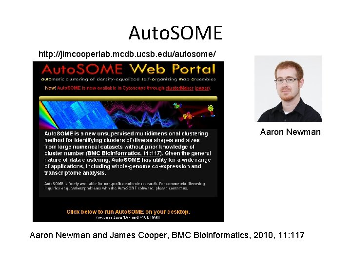 Auto. SOME http: //jimcooperlab. mcdb. ucsb. edu/autosome/ Aaron Newman and James Cooper, BMC Bioinformatics,