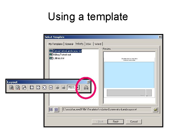 Using a template Using a template