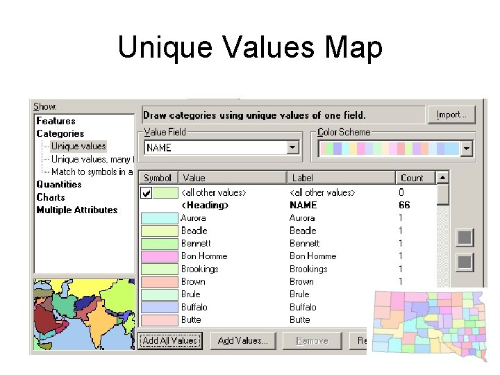 Unique Values Map Unique Values Map