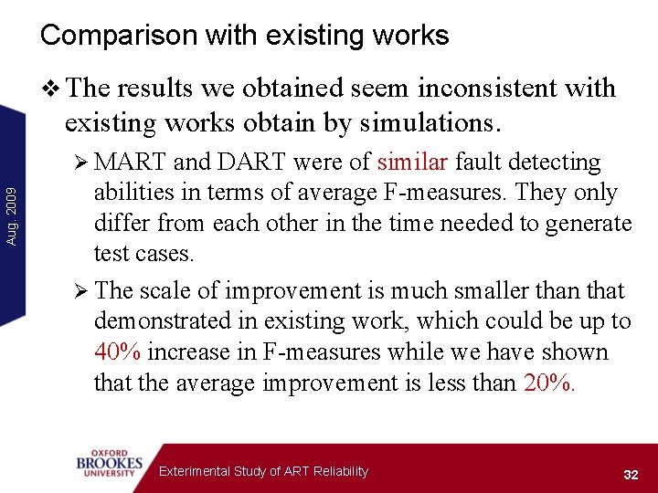 Comparison with existing works v The results we obtained seem inconsistent with existing works