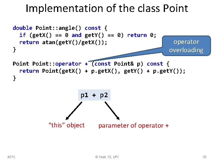 Implementation of the class Point double Point: : angle() const { if (get. X()