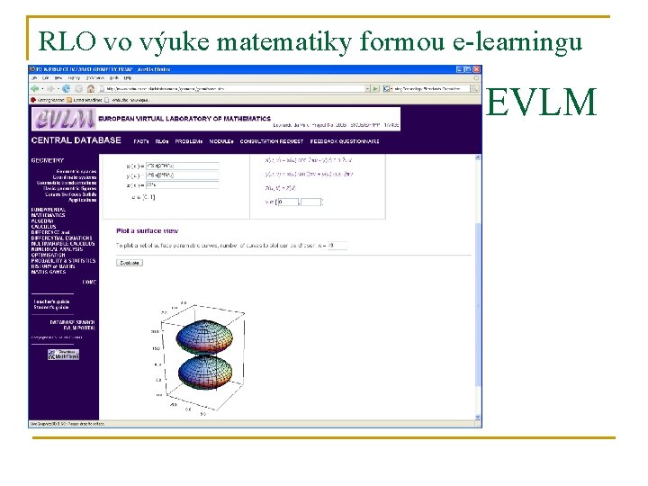 RLO vo výuke matematiky formou e-learningu EVLM 