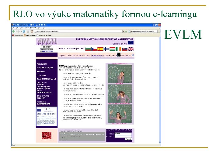 RLO vo výuke matematiky formou e-learningu EVLM 