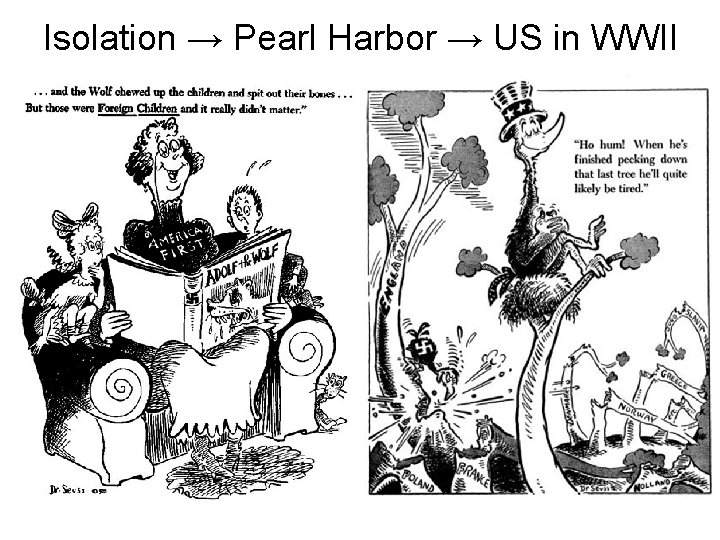 Isolation → Pearl Harbor → US in WWII 