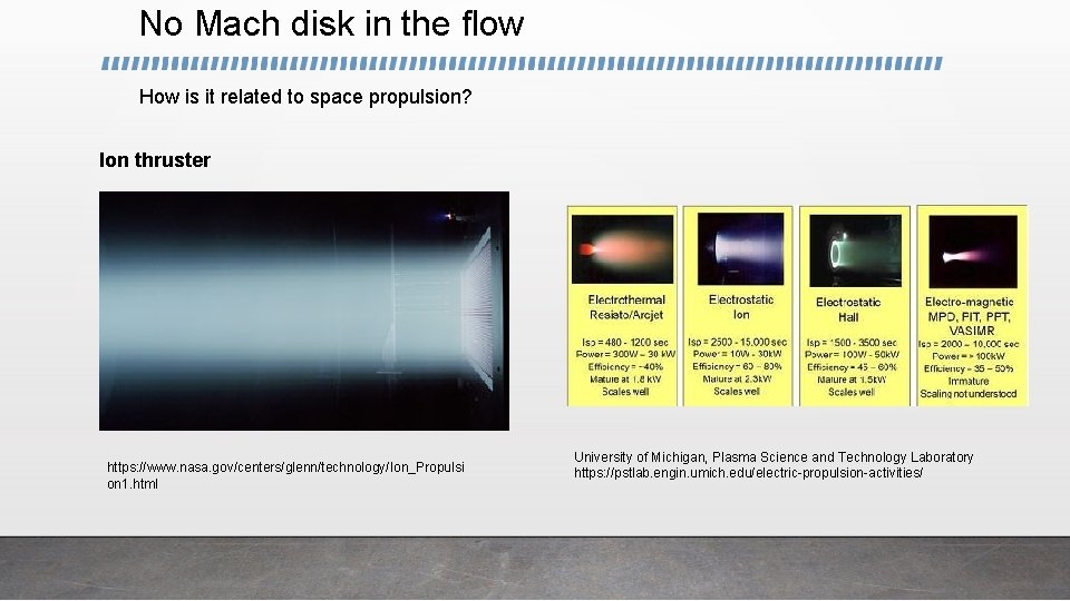 No Mach disk in the flow How is it related to space propulsion? Ion