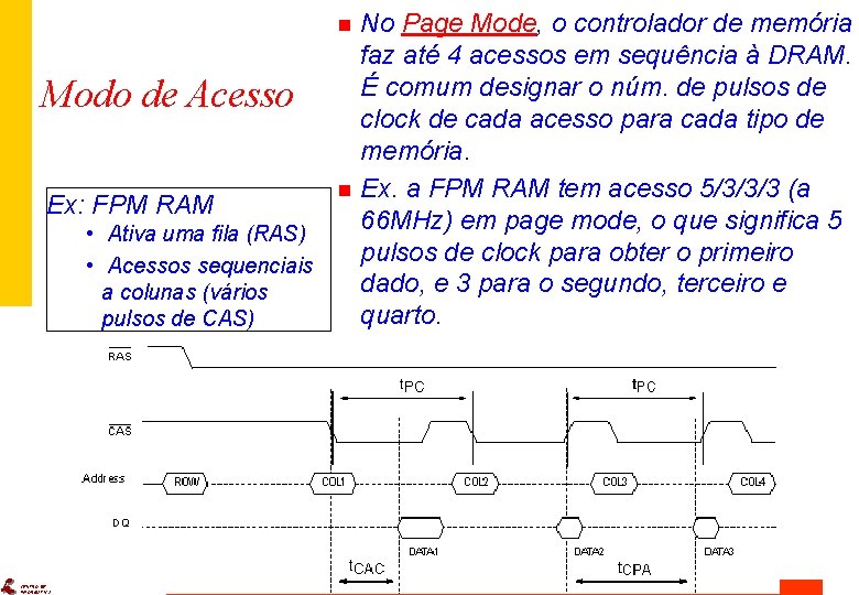 n Modo de Acesso Ex: FPM RAM • Ativa uma fila (RAS) • Acessos