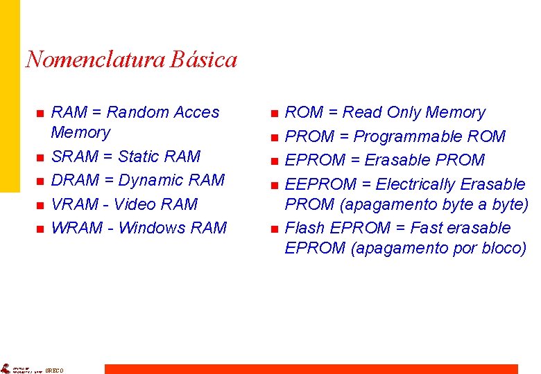 Nomenclatura Básica n n n CENTRO DE INFORMÁTICA - UFPE RAM = Random Acces