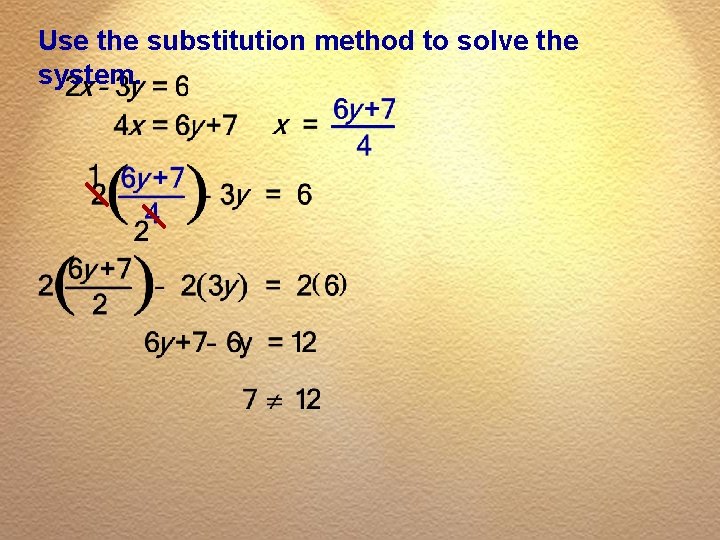 Use the substitution method to solve the system. 