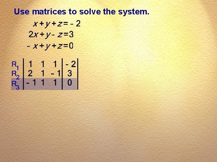 Use matrices to solve the system. 