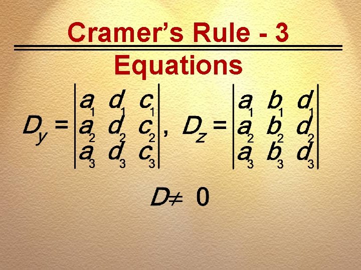 Cramer’s Rule - 3 Equations 