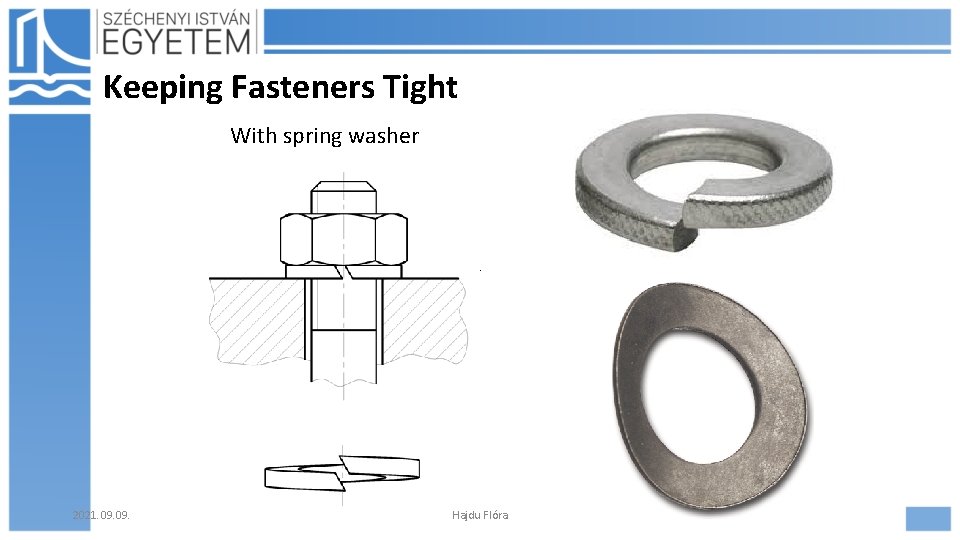 Keeping Fasteners Tight With spring washer 2021. 09. Hajdu Flóra 