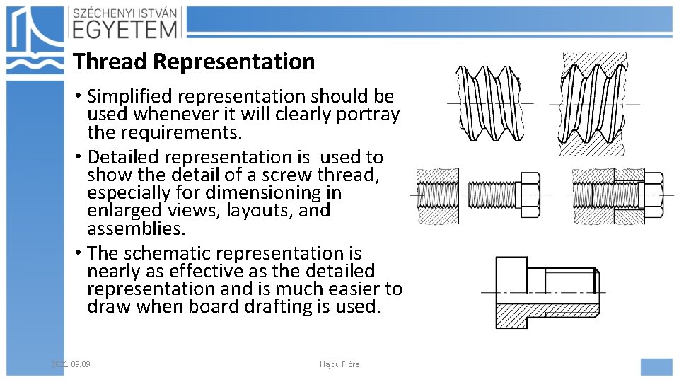 Thread Representation • Simplified representation should be used whenever it will clearly portray the