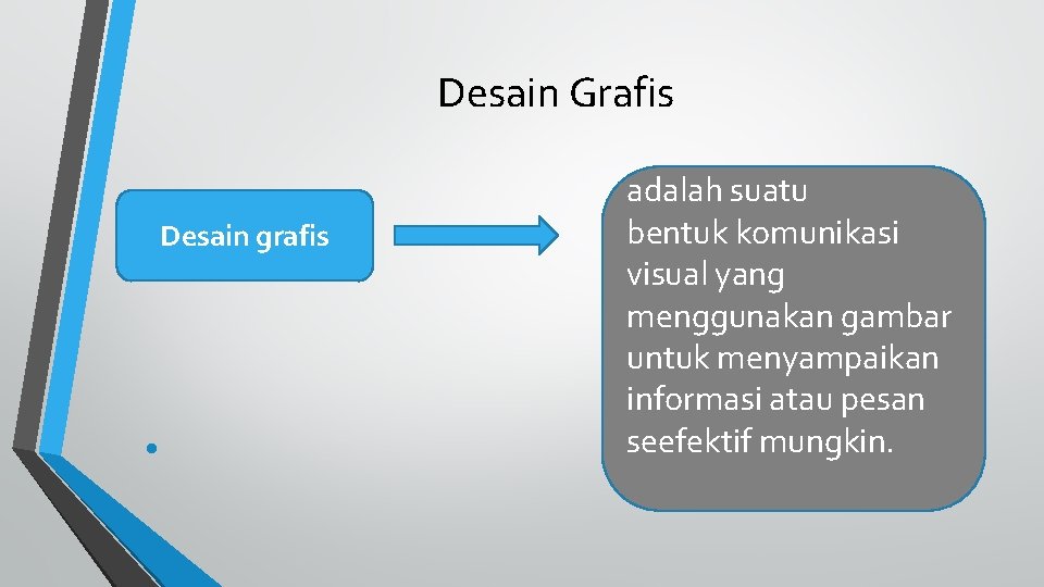 Desain Grafis Desain grafis • adalah suatu bentuk komunikasi visual yang menggunakan gambar untuk
