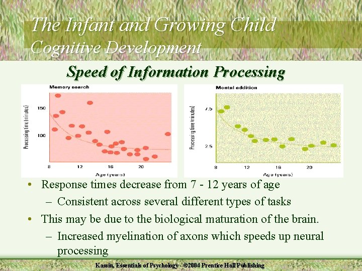 The Infant and Growing Child Cognitive Development Speed of Information Processing • Response times