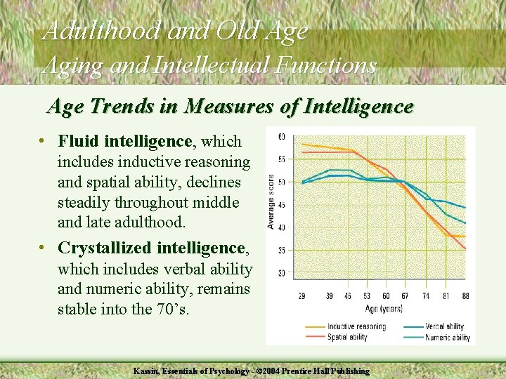 Adulthood and Old Age Aging and Intellectual Functions Age Trends in Measures of Intelligence