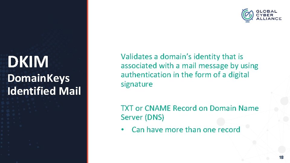 DKIM Domain. Keys Identified Mail Validates a domain’s identity that is associated with a