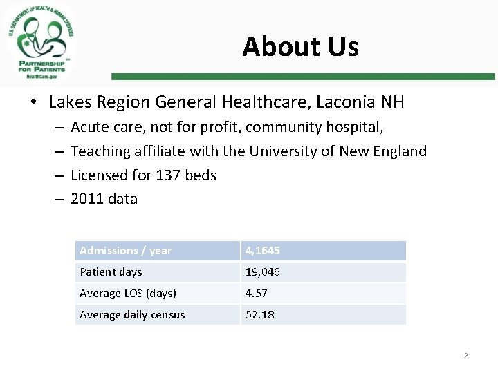 About Us • Lakes Region General Healthcare, Laconia NH – – Acute care, not