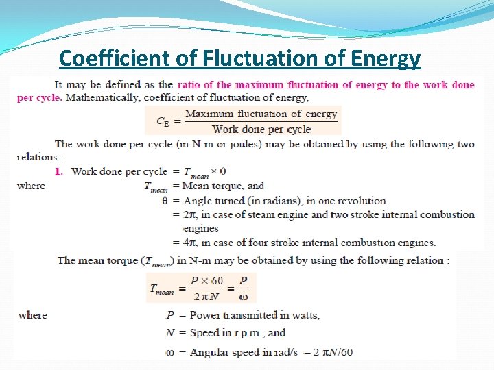 Coefficient of Fluctuation of Energy 
