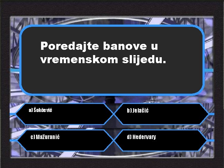 pravila igre najbrži prst Poredajte banove u pitanja vremenskom slijedu. pomoć a) Šokčević c)