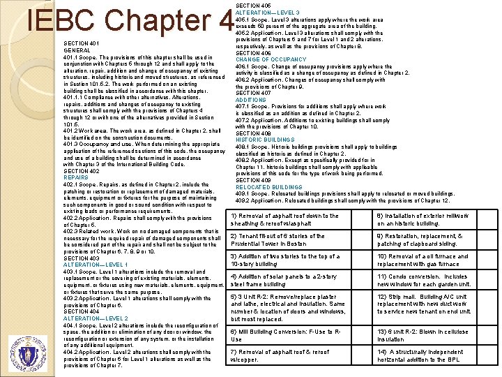 SECTION 405 ALTERATION—LEVEL 3 405. 1 Scope. Level 3 alterations apply where the work