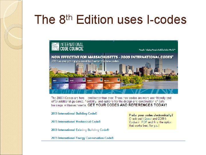 The 8 th Edition uses I-codes 