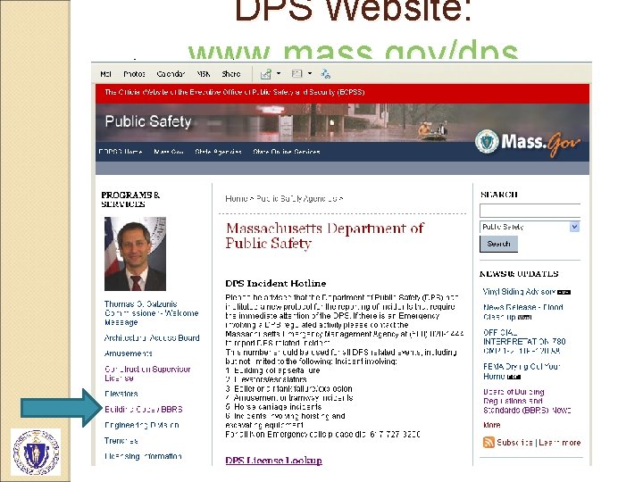 DPS Website: www. mass. gov/dps 