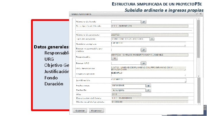 ESTRUCTURA SIMPLIFICADA DE UN PROYECTOP 3 E Subsidio ordinario e ingresos propios Alineación PDI,