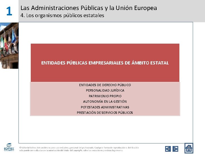 1 Las Administraciones Públicas y la Unión Europea 4. Los organismos públicos estatales ENTIDADES