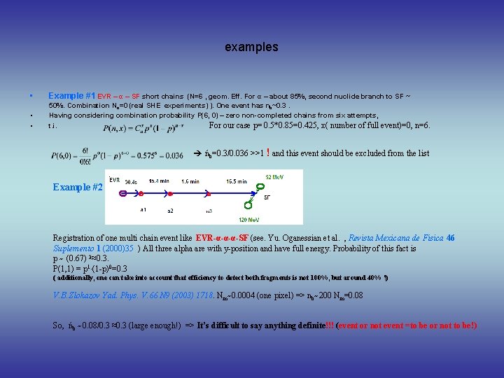 examples • Example #1 EVR – α – SF short chains (N=6 , geom.