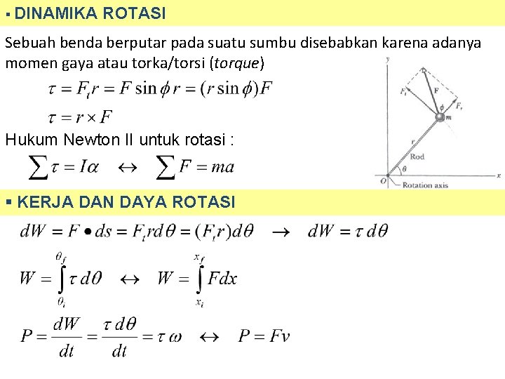 § DINAMIKA ROTASI Sebuah benda berputar pada suatu sumbu disebabkan karena adanya momen gaya