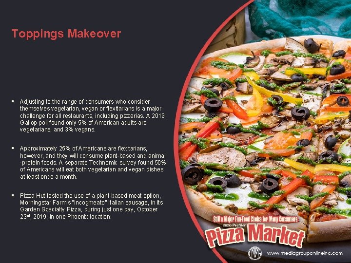 Toppings Makeover § Adjusting to the range of consumers who consider themselves vegetarian, vegan