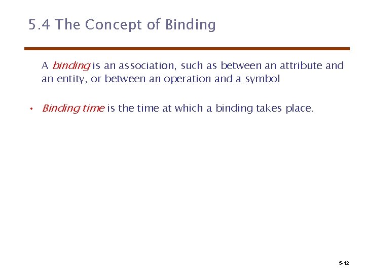 5. 4 The Concept of Binding A binding is an association, such as between