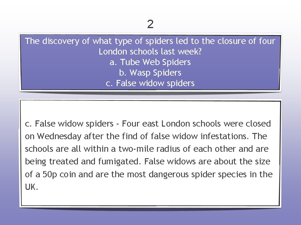 2 The discovery of what type of spiders led to the closure of four